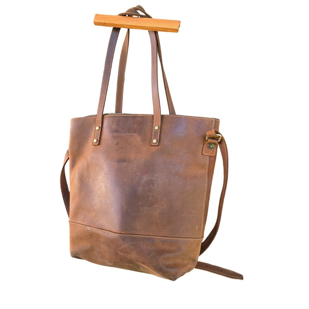 House of Flynn Brown Leather Camera Tote Bag - Picture 7 of 8